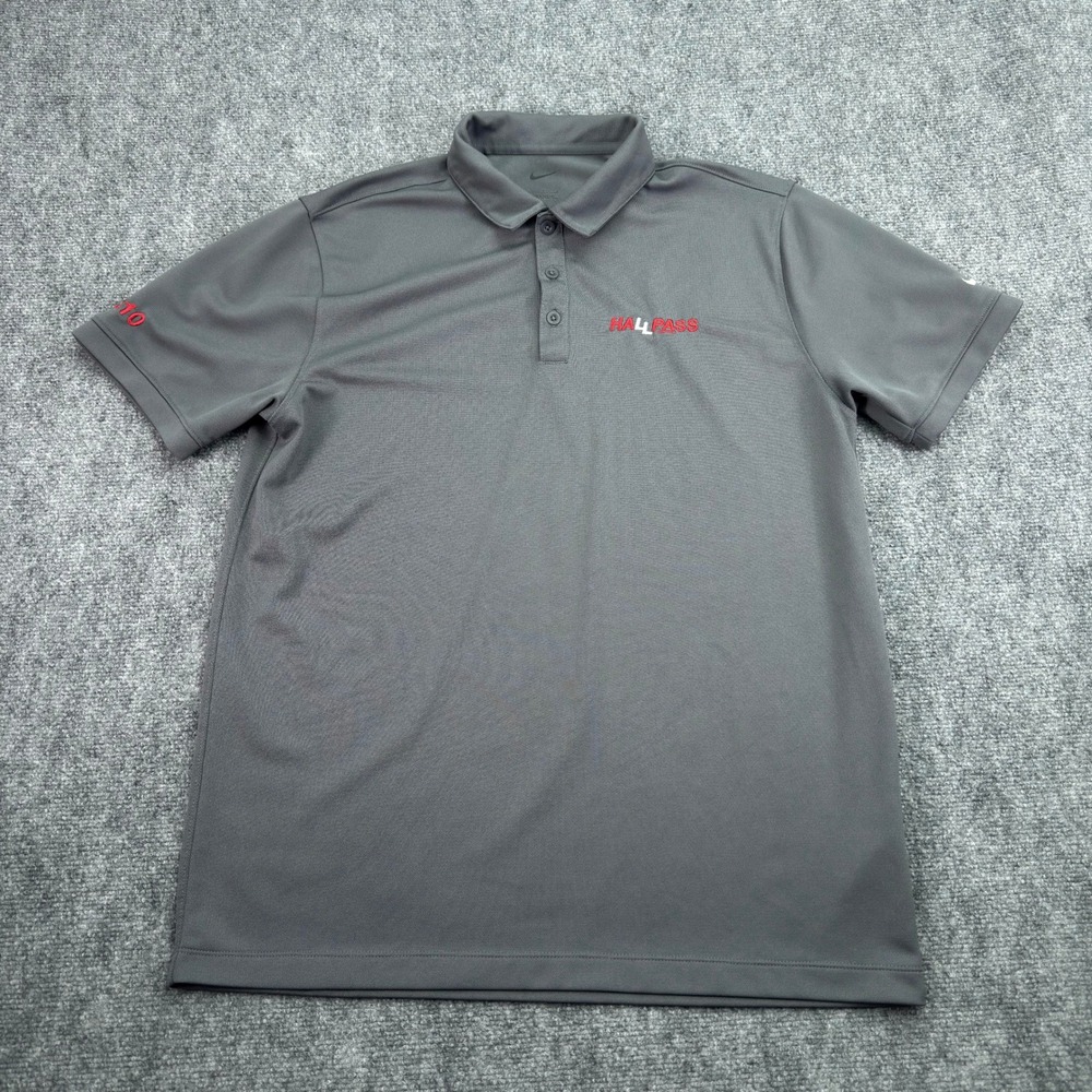 Nike Polo Shirt Men's Large Gray Hallpass I-210 Golf Performance Stretch